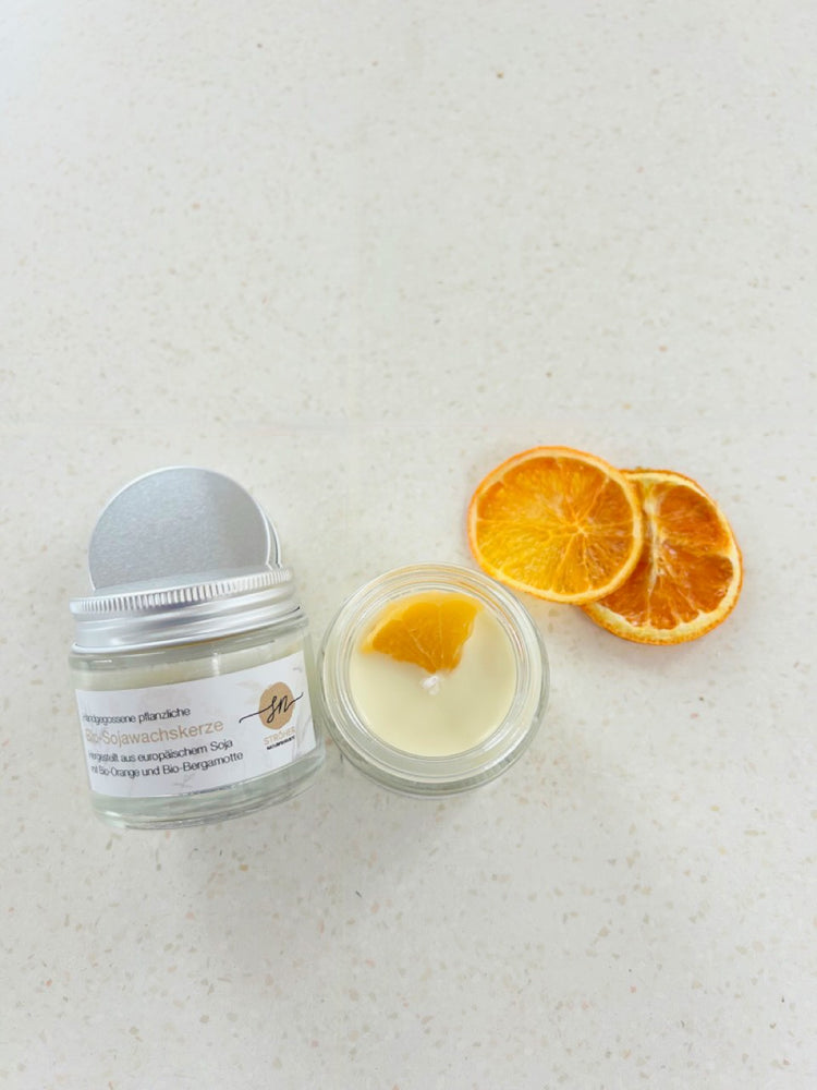 handgegossene Bio-Kerze aus französichen Sojawachs im Glas