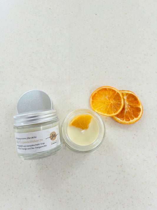 handgegossene Bio-Kerze aus französichen Sojawachs im Glas