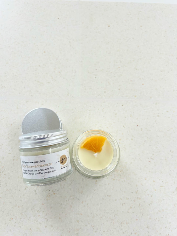 handgegossene Bio-Kerze aus französichen Sojawachs im Glas